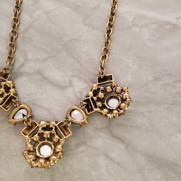 💖 J.Crew Classic Rhinestones Crystal Cluster Antique Statement Necklace 💖 - Picture 12 of 14